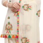 Phulkari Embroidered Chanderi Salwar Suit with Dupatta