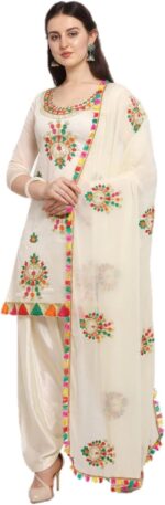Phulkari Embroidered Chanderi Salwar Suit with Dupatta