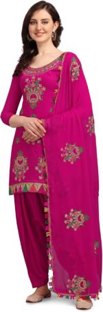 Phulkari Embroidered Chanderi Salwar Suit with Dupatta