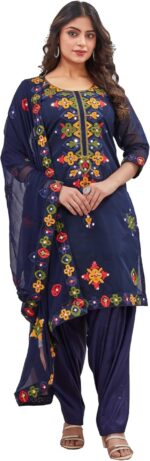 Phulkari Embroidered Chanderi Salwar Suit with Dupatta