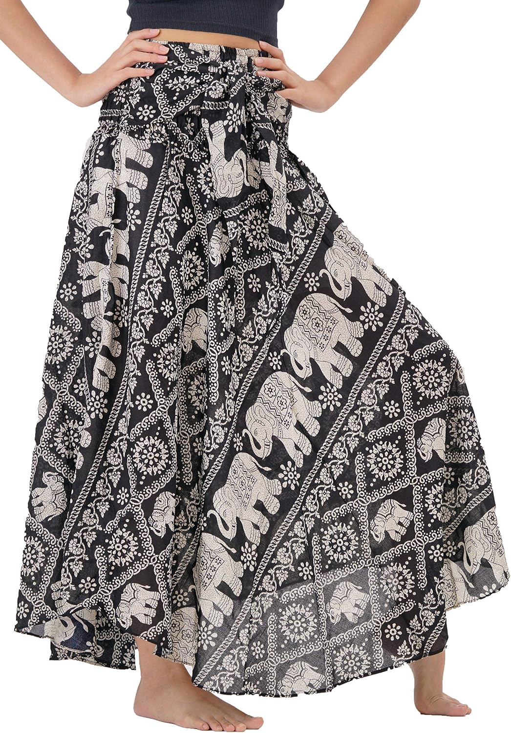 Lightweight Boho Maxi Skirt with Elastic Waist