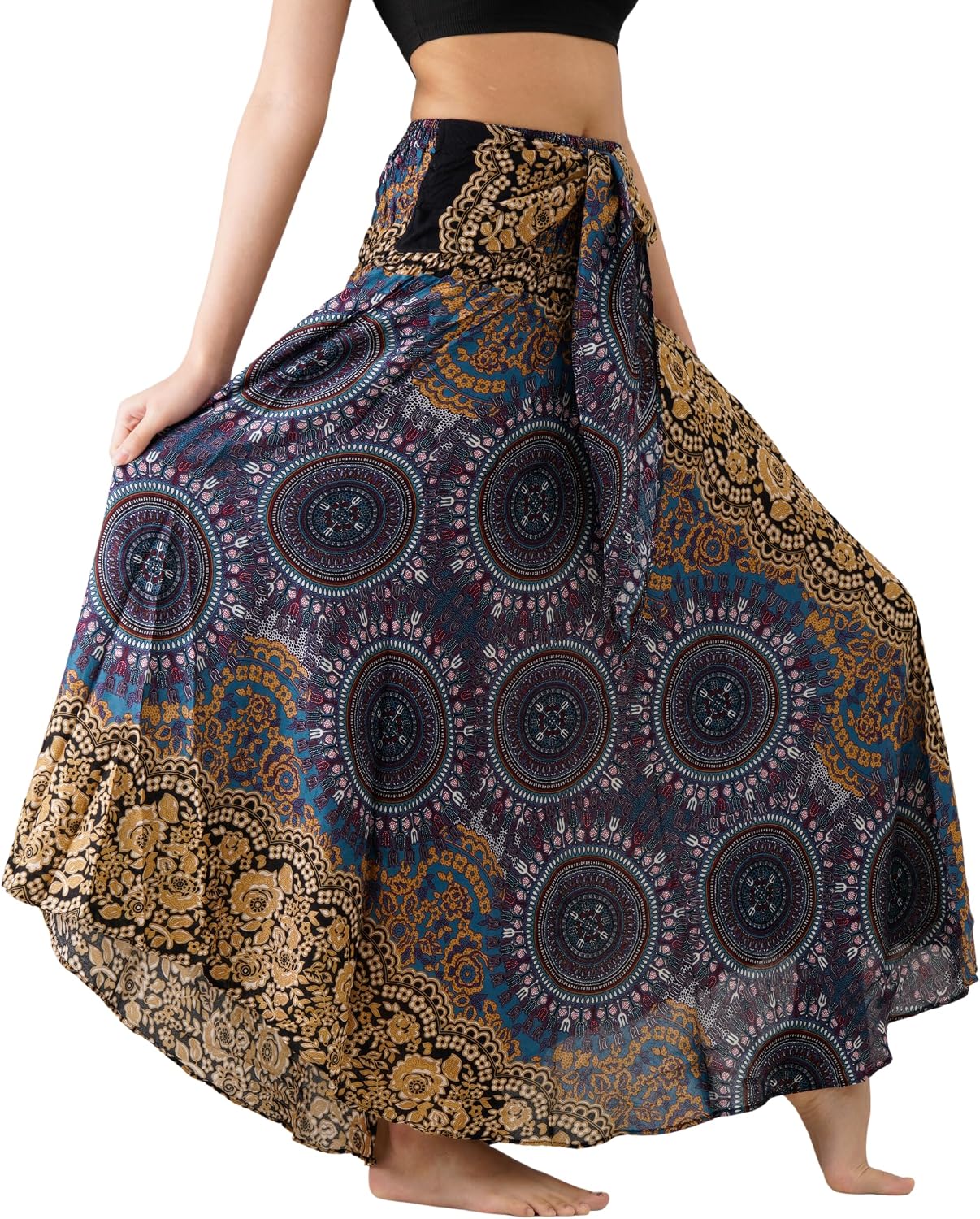 Lightweight Boho Maxi Skirt with Elastic Waist