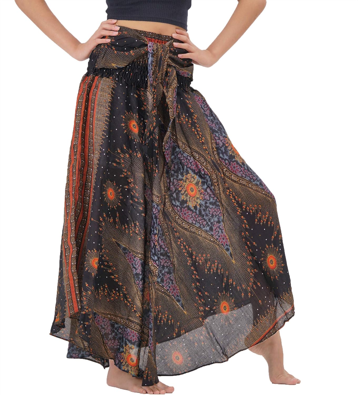 Lightweight Boho Maxi Skirt with Elastic Waist