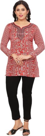Printed Short Kurti Tunic Top, Cotton