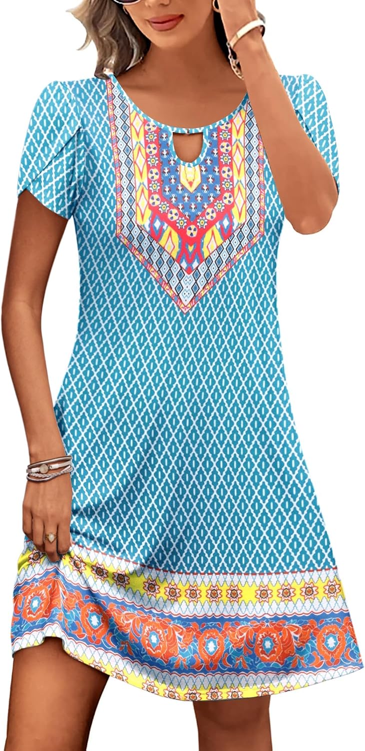 Casual A-Line Floral Dress with Pockets