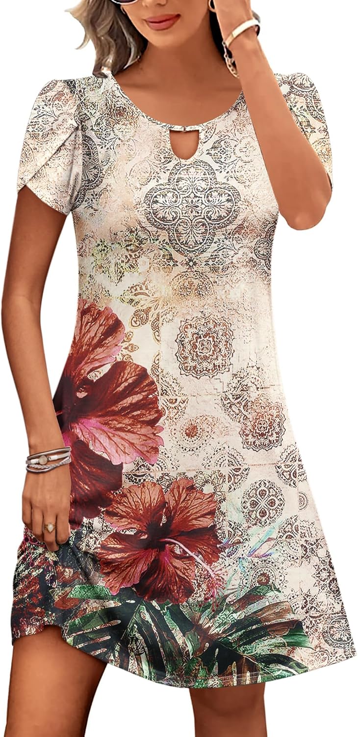 Casual A-Line Floral Dress with Pockets