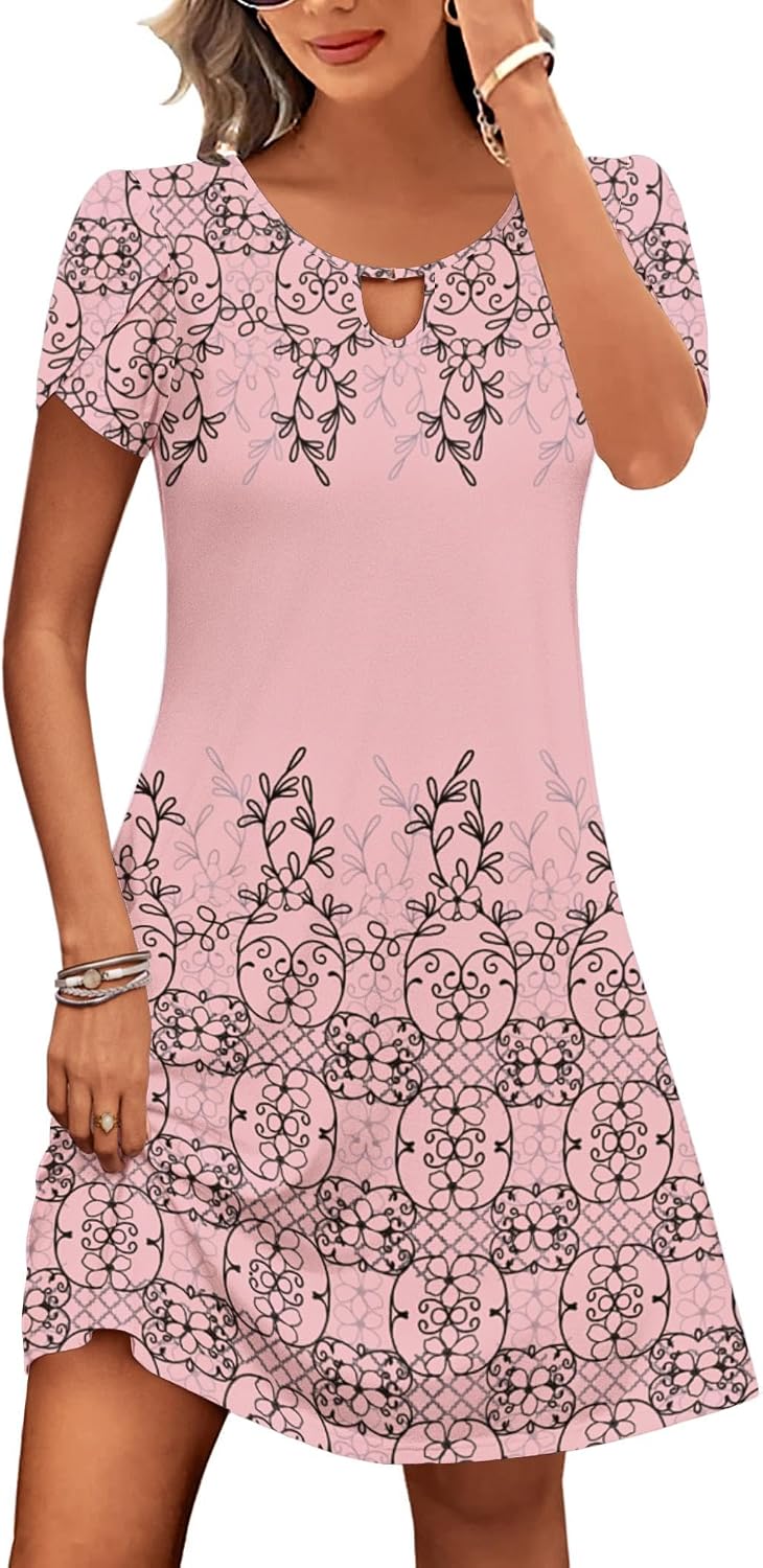Casual A-Line Floral Dress with Pockets