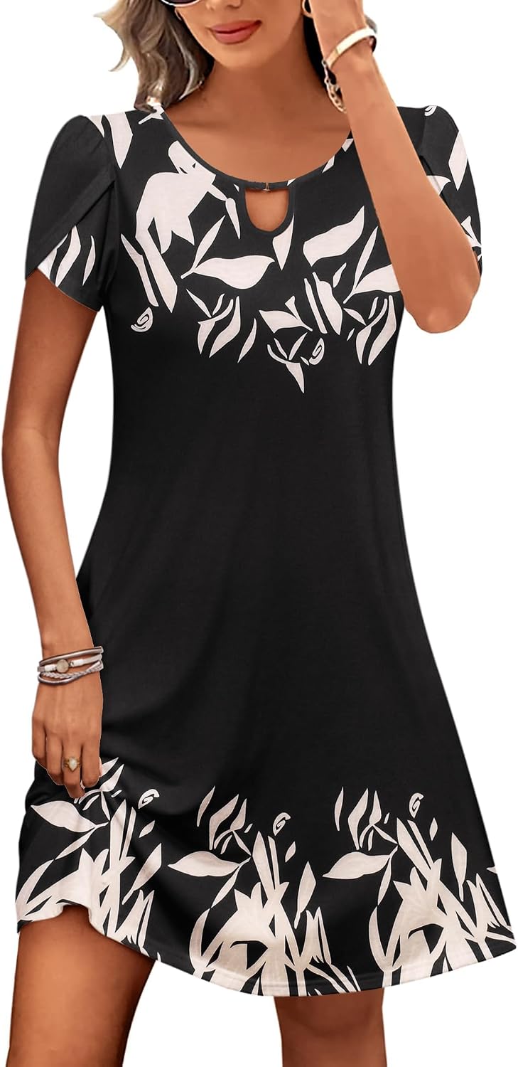 Casual A-Line Floral Dress with Pockets