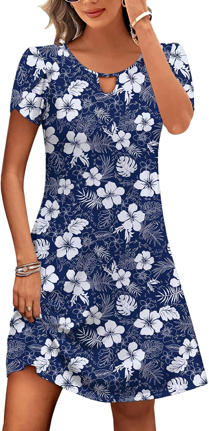 Casual A-Line Floral Dress with Pockets