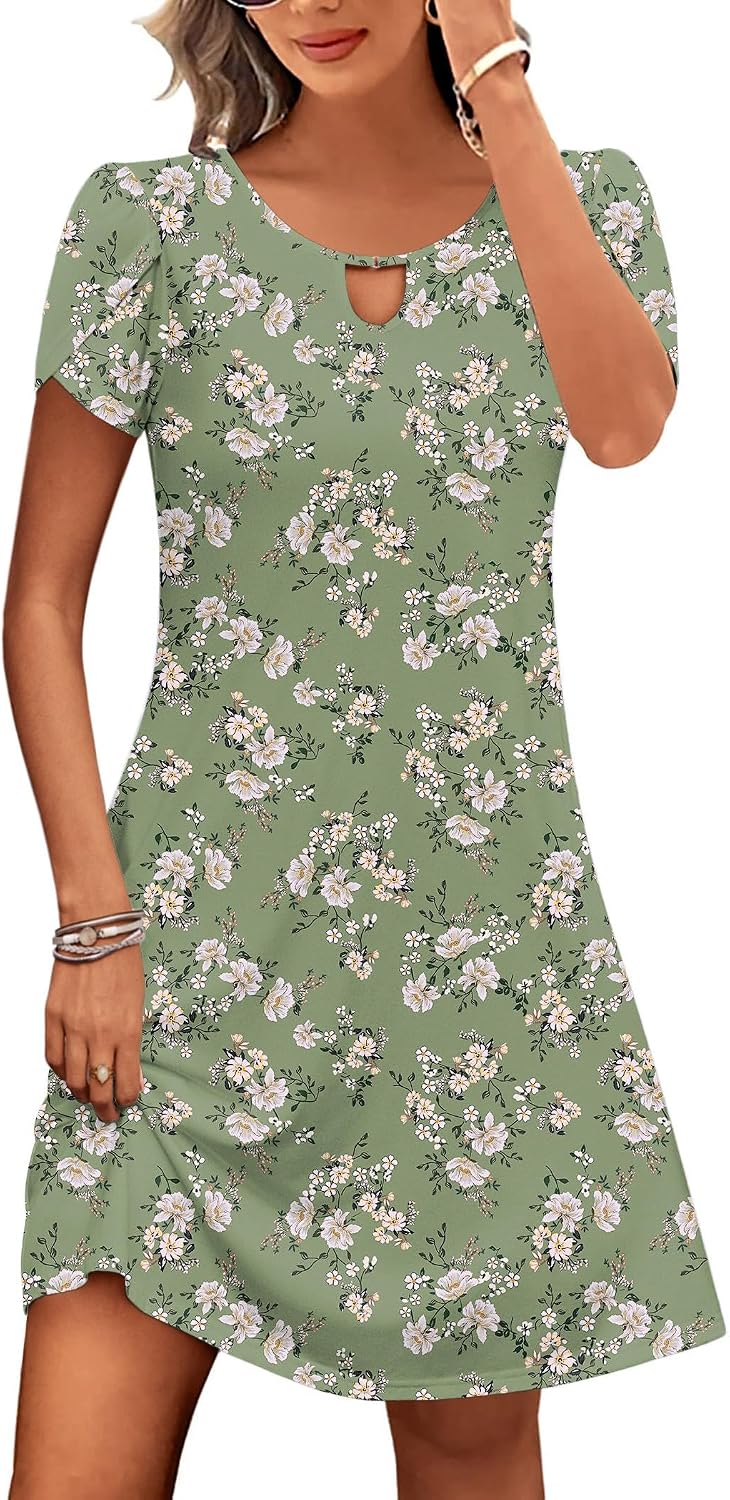 Casual A-Line Floral Dress with Pockets