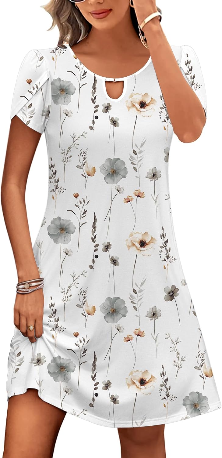 Casual A-Line Floral Dress with Pockets