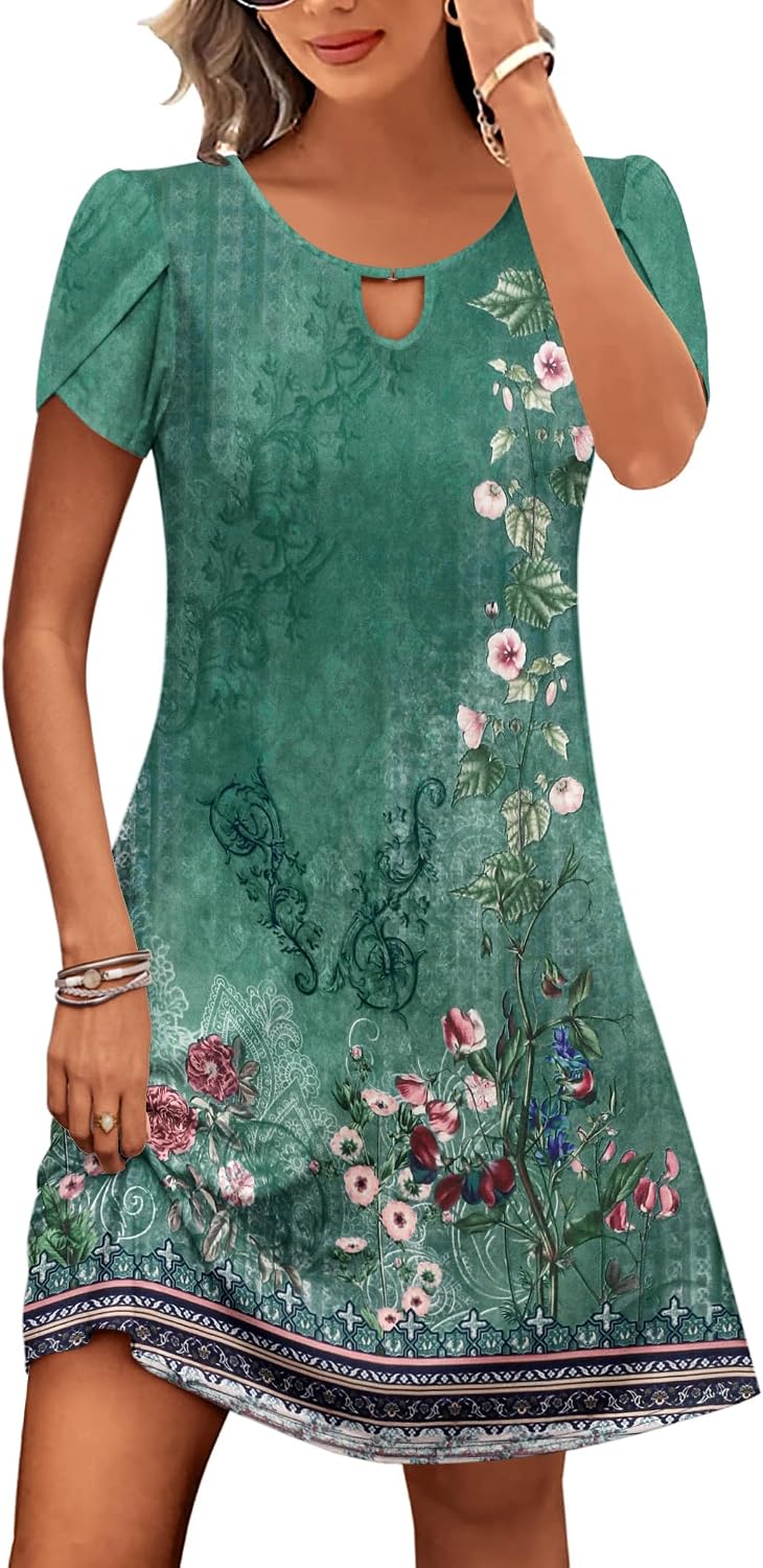 Casual A-Line Floral Dress with Pockets