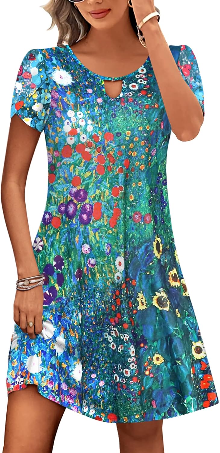Casual A-Line Floral Dress with Pockets