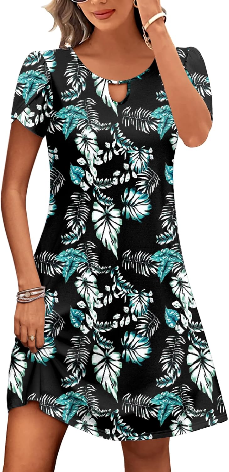 Casual A-Line Floral Dress with Pockets