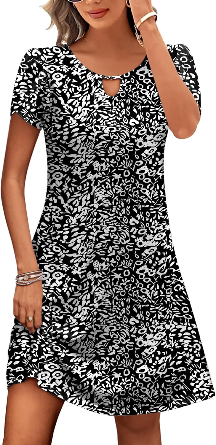 Casual A-Line Floral Dress with Pockets