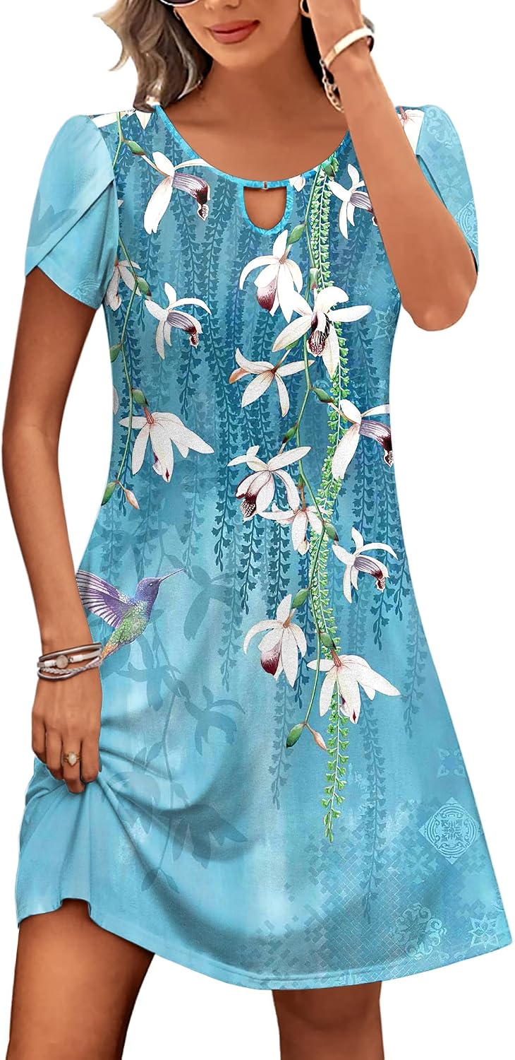 Casual A-Line Floral Dress with Pockets