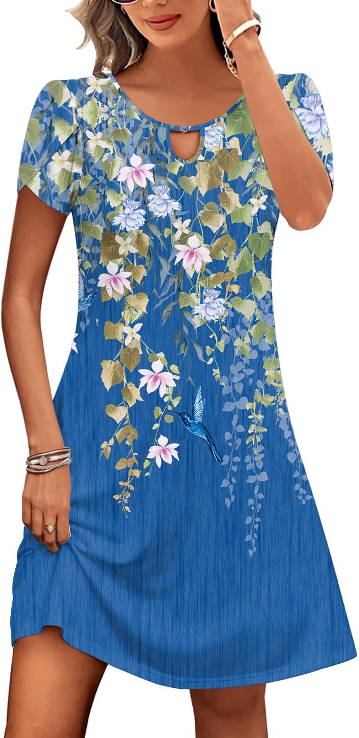Casual A-Line Floral Dress with Pockets