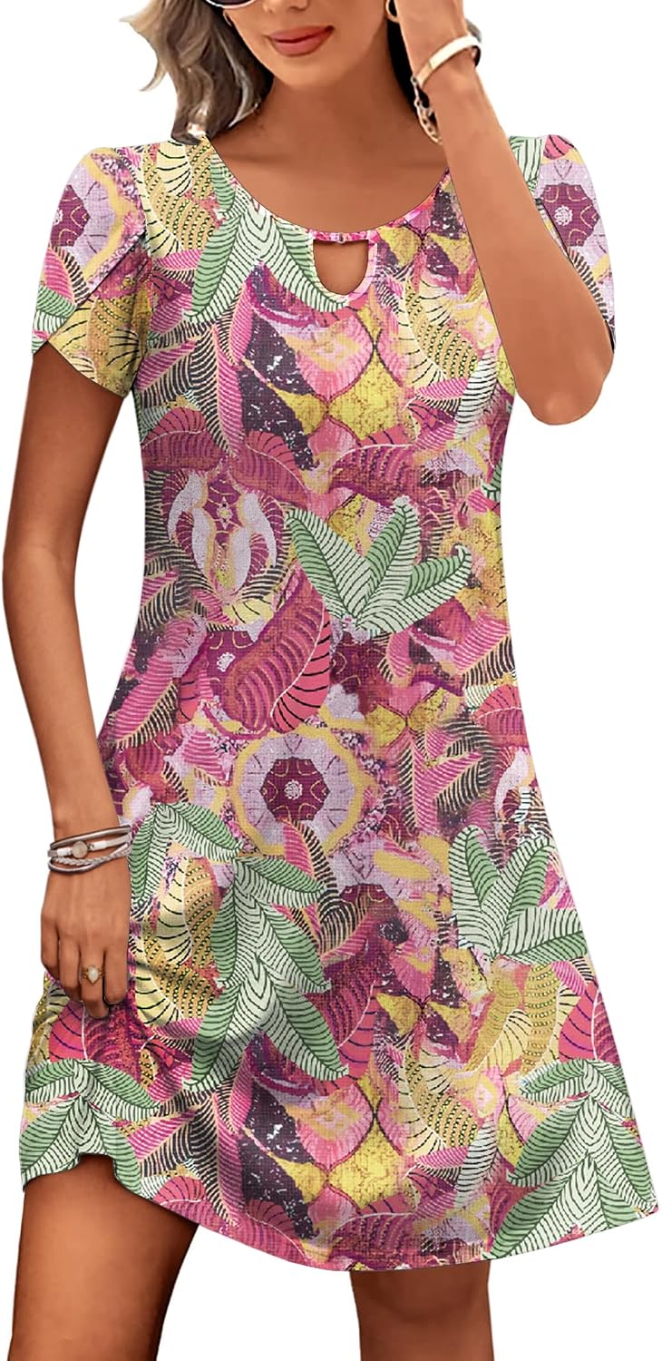 Casual A-Line Floral Dress with Pockets