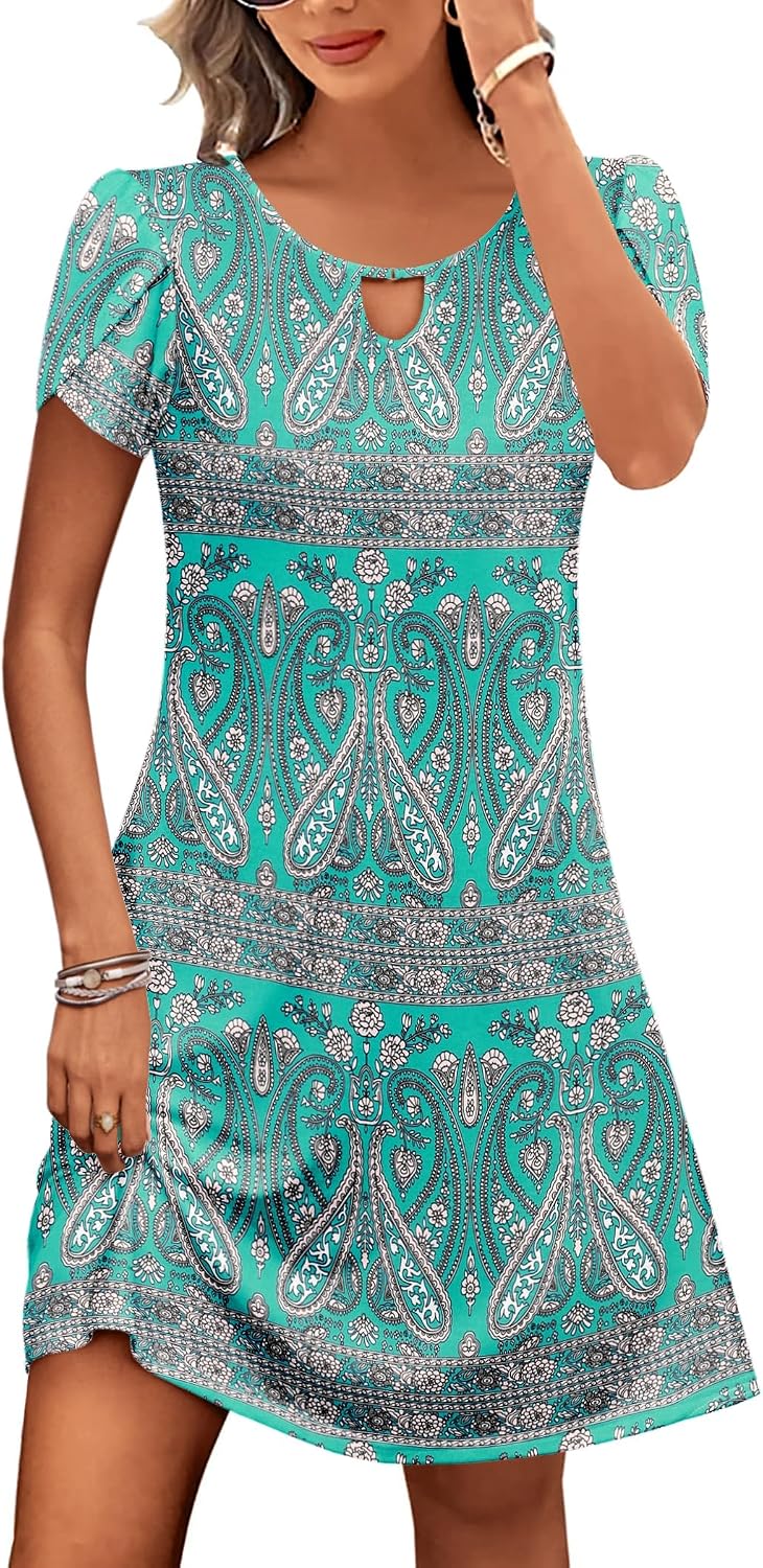 Casual A-Line Floral Dress with Pockets