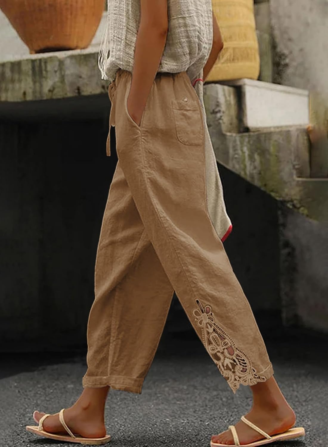 Lightweight Drawstring Trousers with Pockets
