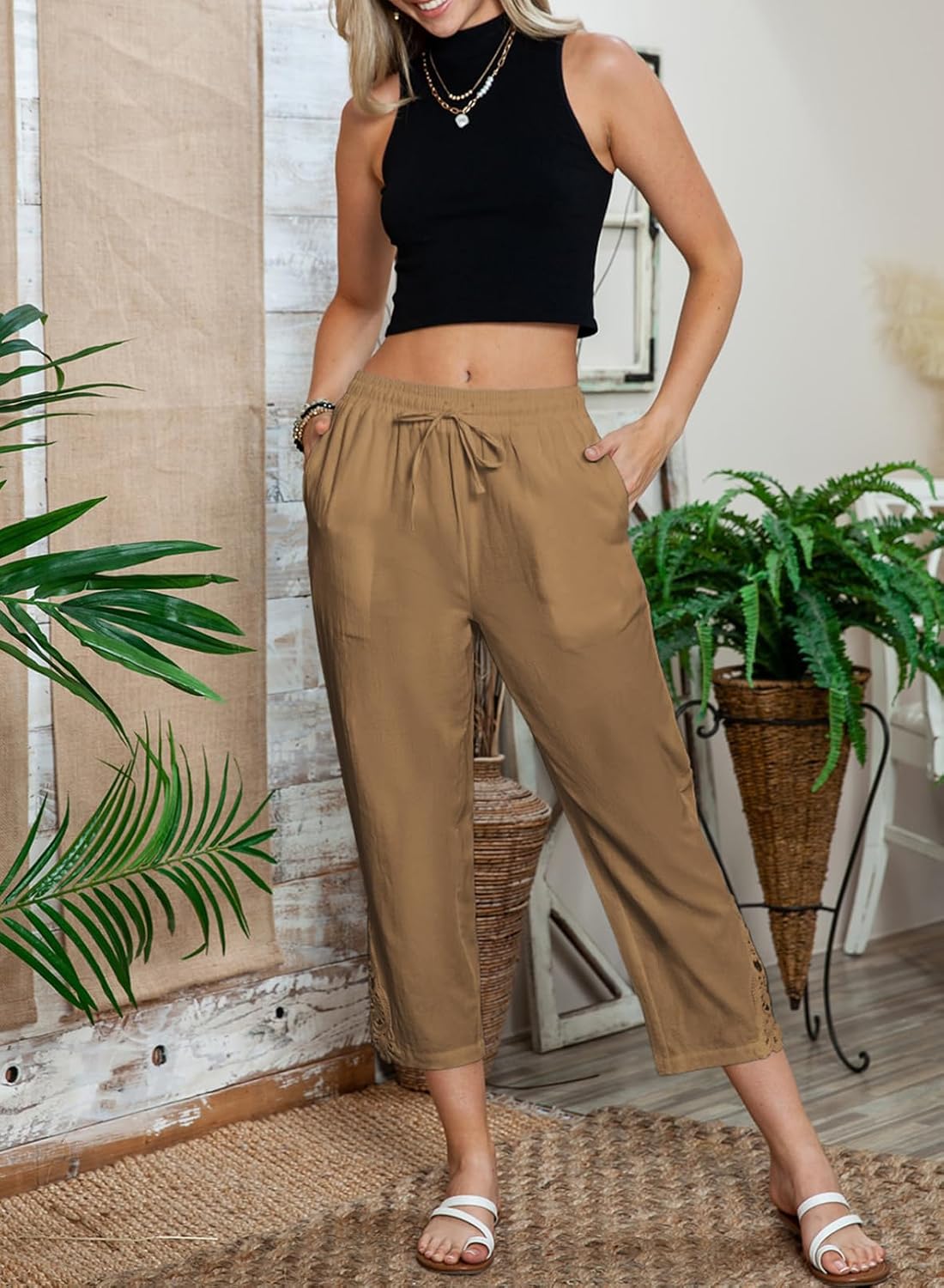 Lightweight Drawstring Trousers with Pockets