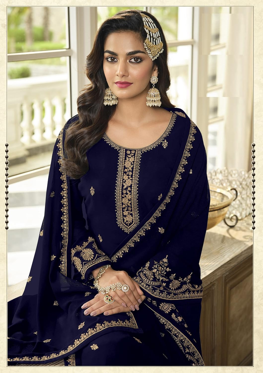 Palazzo-Style Salwar Suit Set, Party Wear