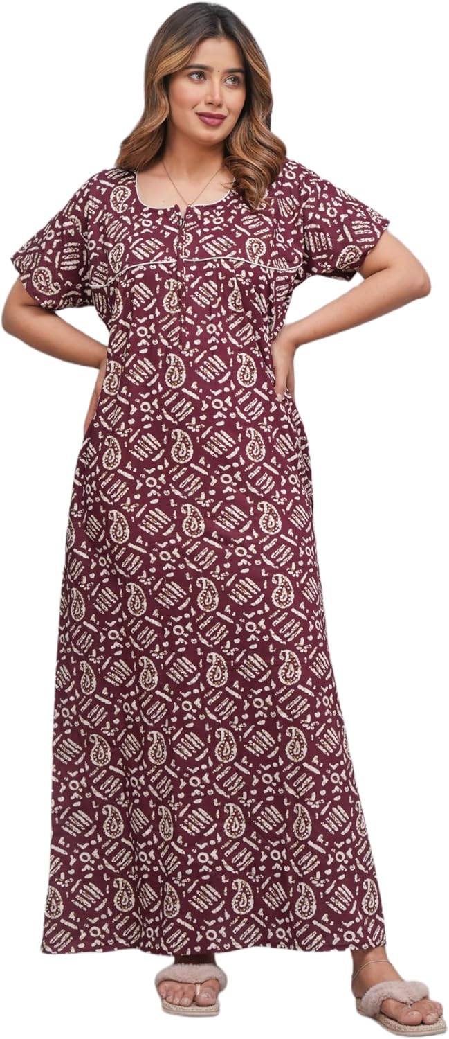 Printed Cotton Long Nightgown