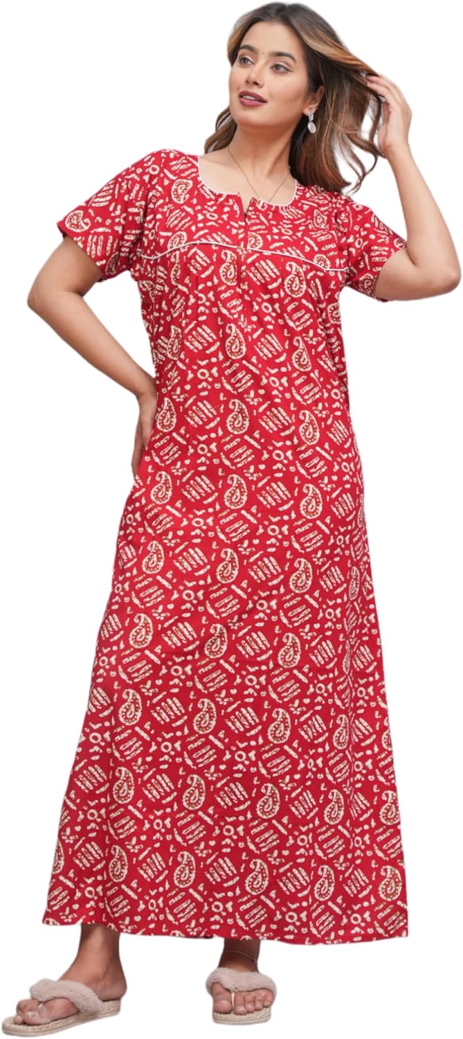 Printed Cotton Long Nightgown
