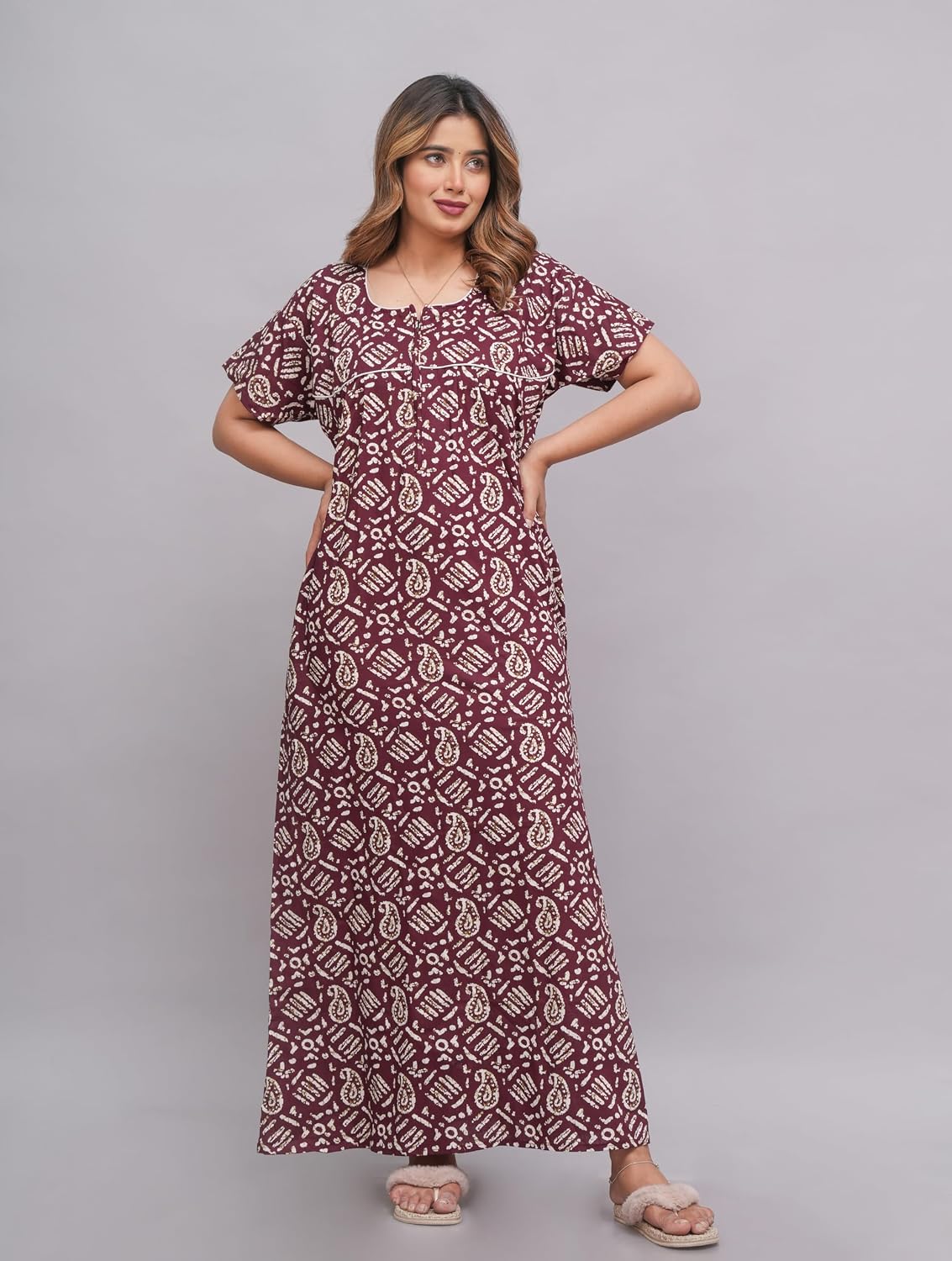 Printed Cotton Long Nightgown
