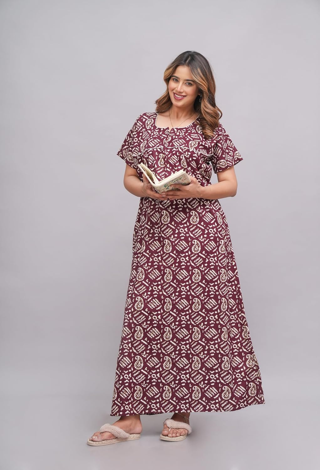 Printed Cotton Long Nightgown