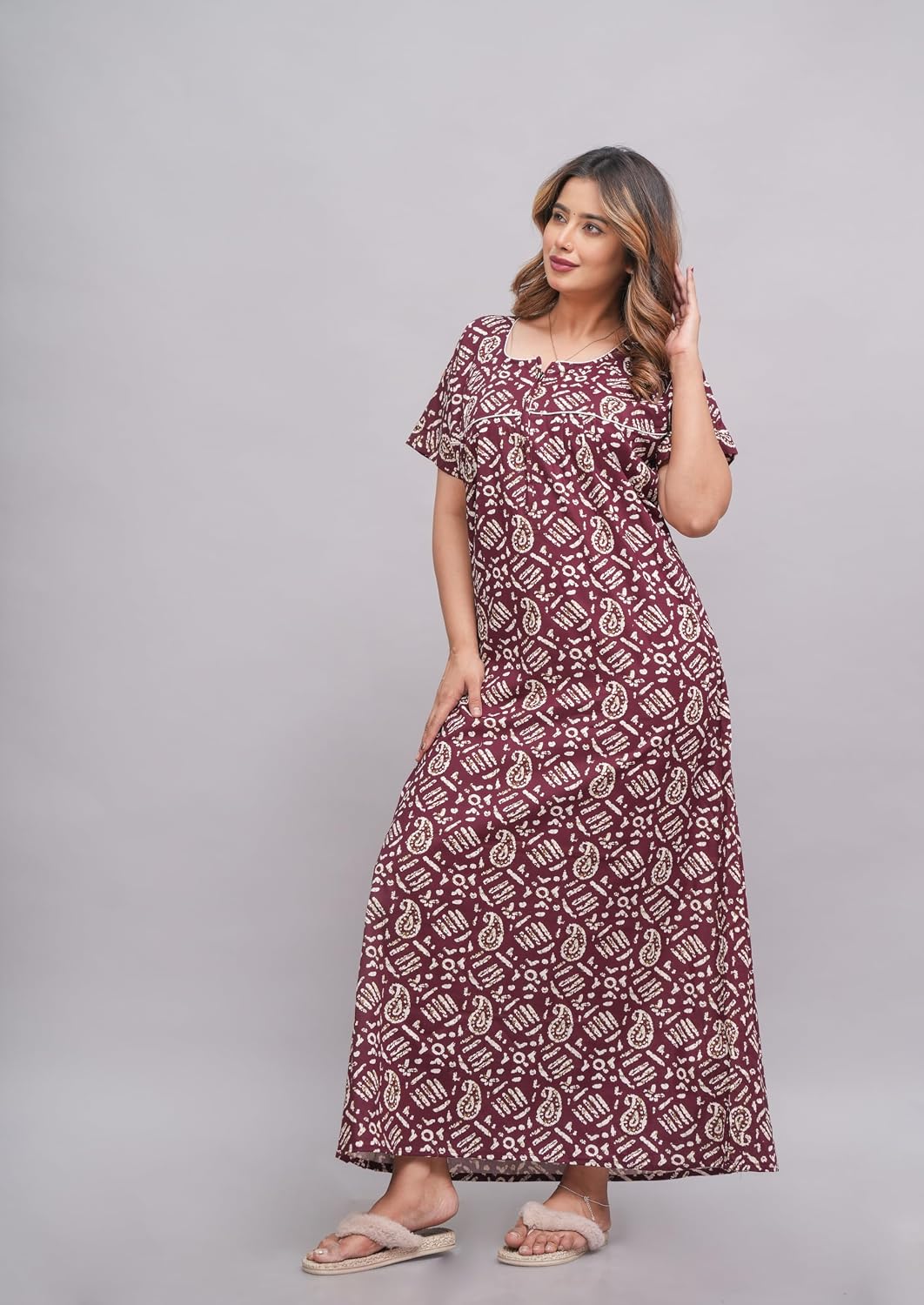 Printed Cotton Long Nightgown
