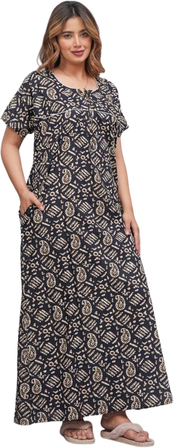 Printed Cotton Long Nightgown
