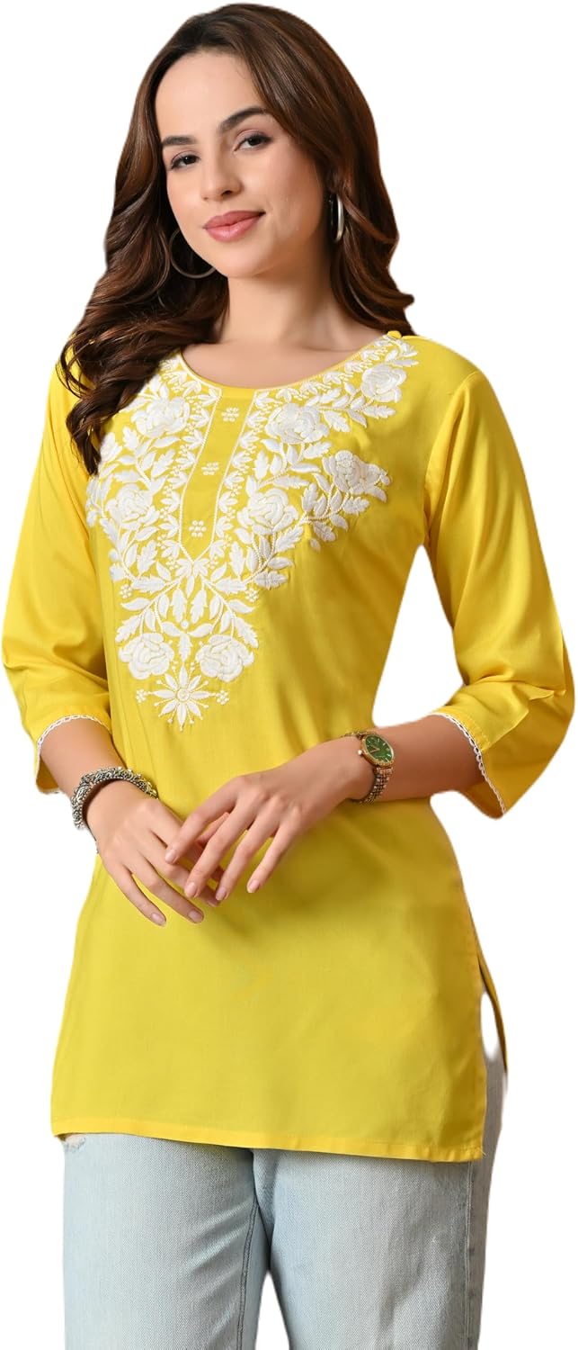 Short Chikankari Kurti Tunic Top