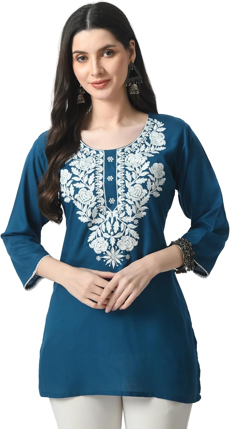Short Chikankari Kurti Tunic Top