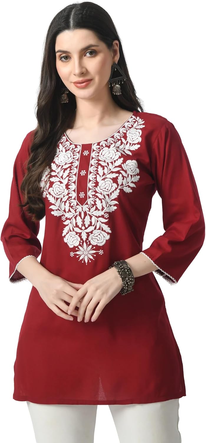 Short Chikankari Kurti Tunic Top