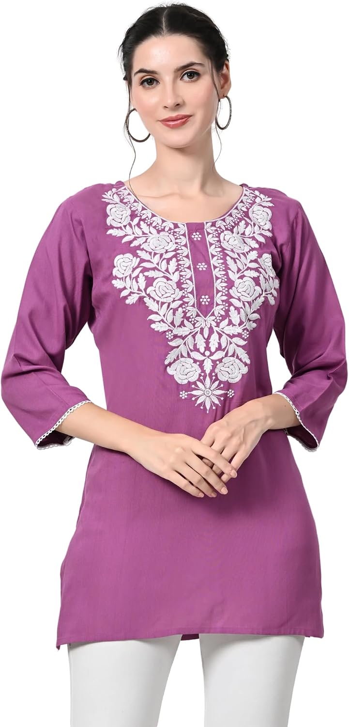 Short Chikankari Kurti Tunic Top
