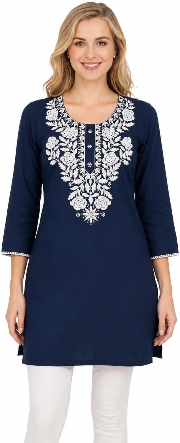 Short Chikankari Kurti Tunic Top
