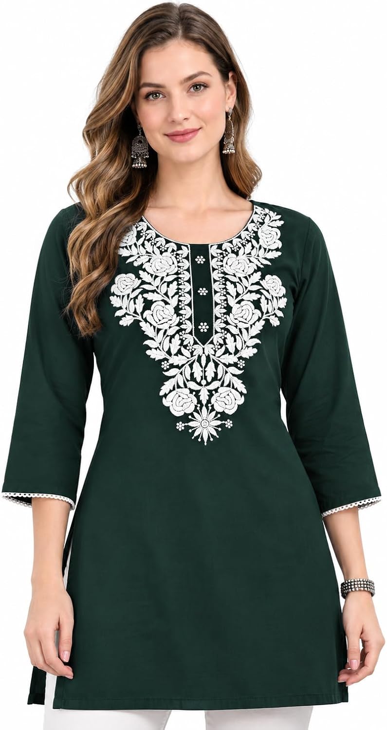 Short Chikankari Kurti Tunic Top
