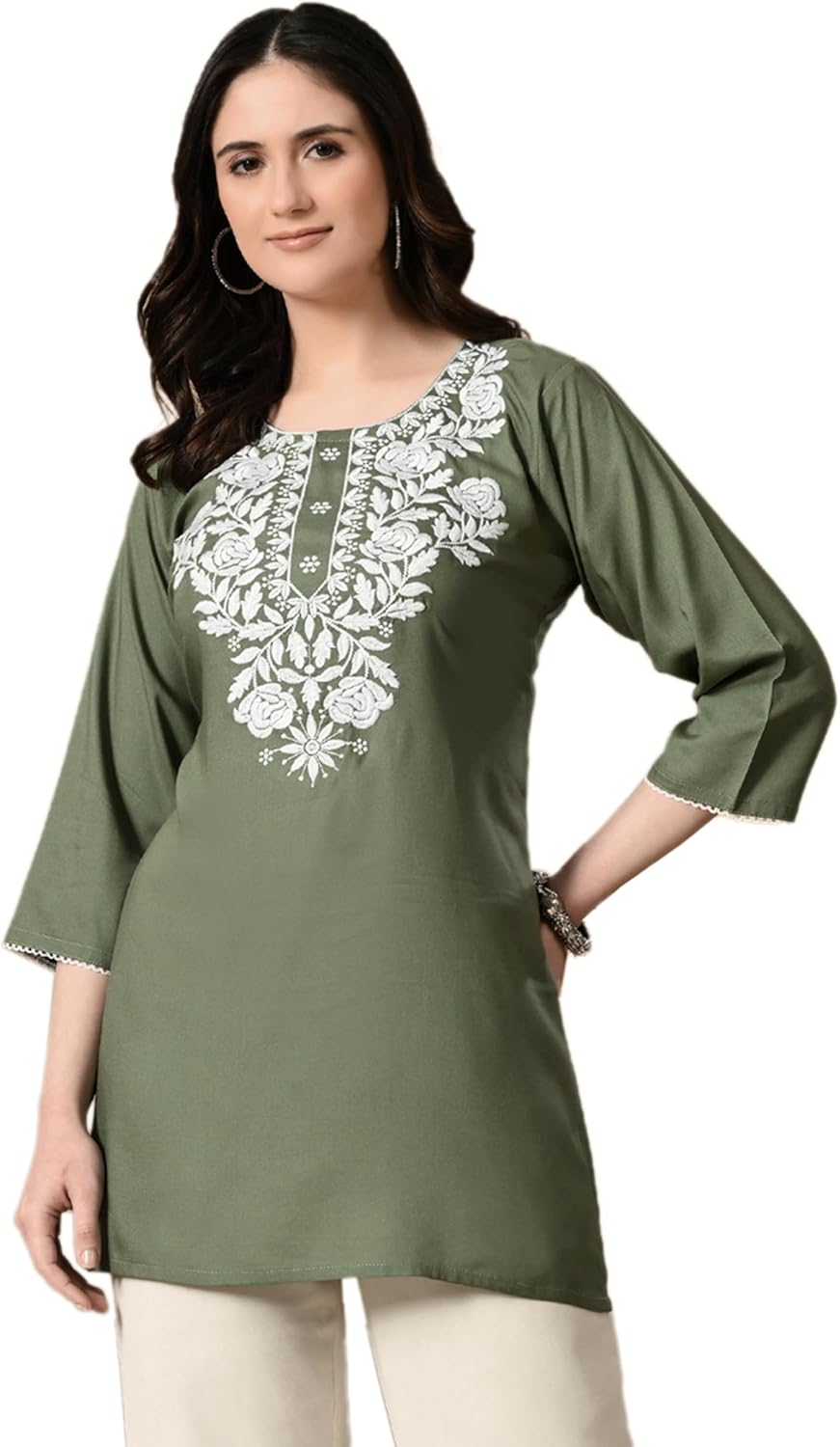 Short Chikankari Kurti Tunic Top