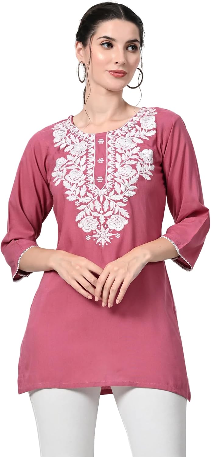Short Chikankari Kurti Tunic Top