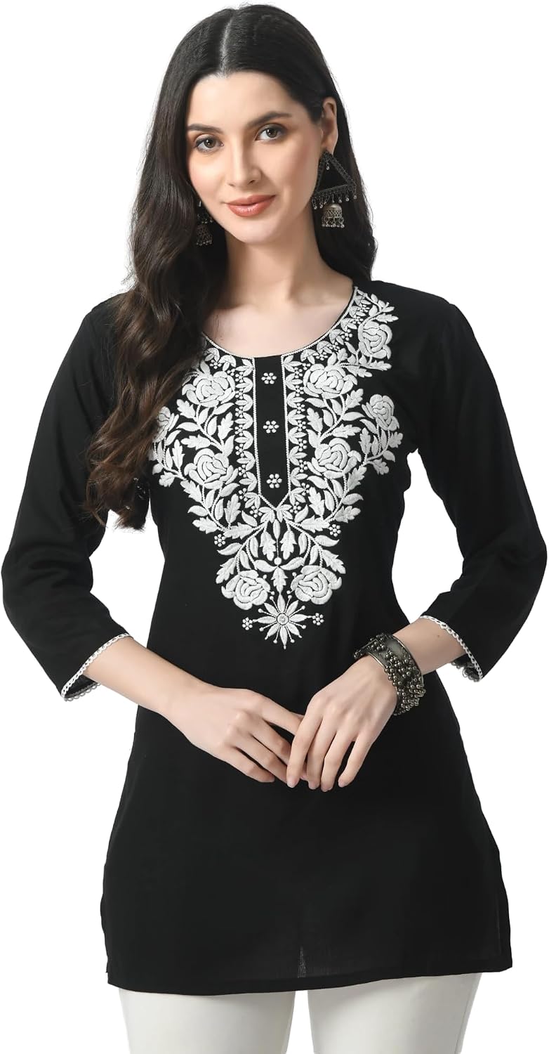 Short Chikankari Kurti Tunic Top