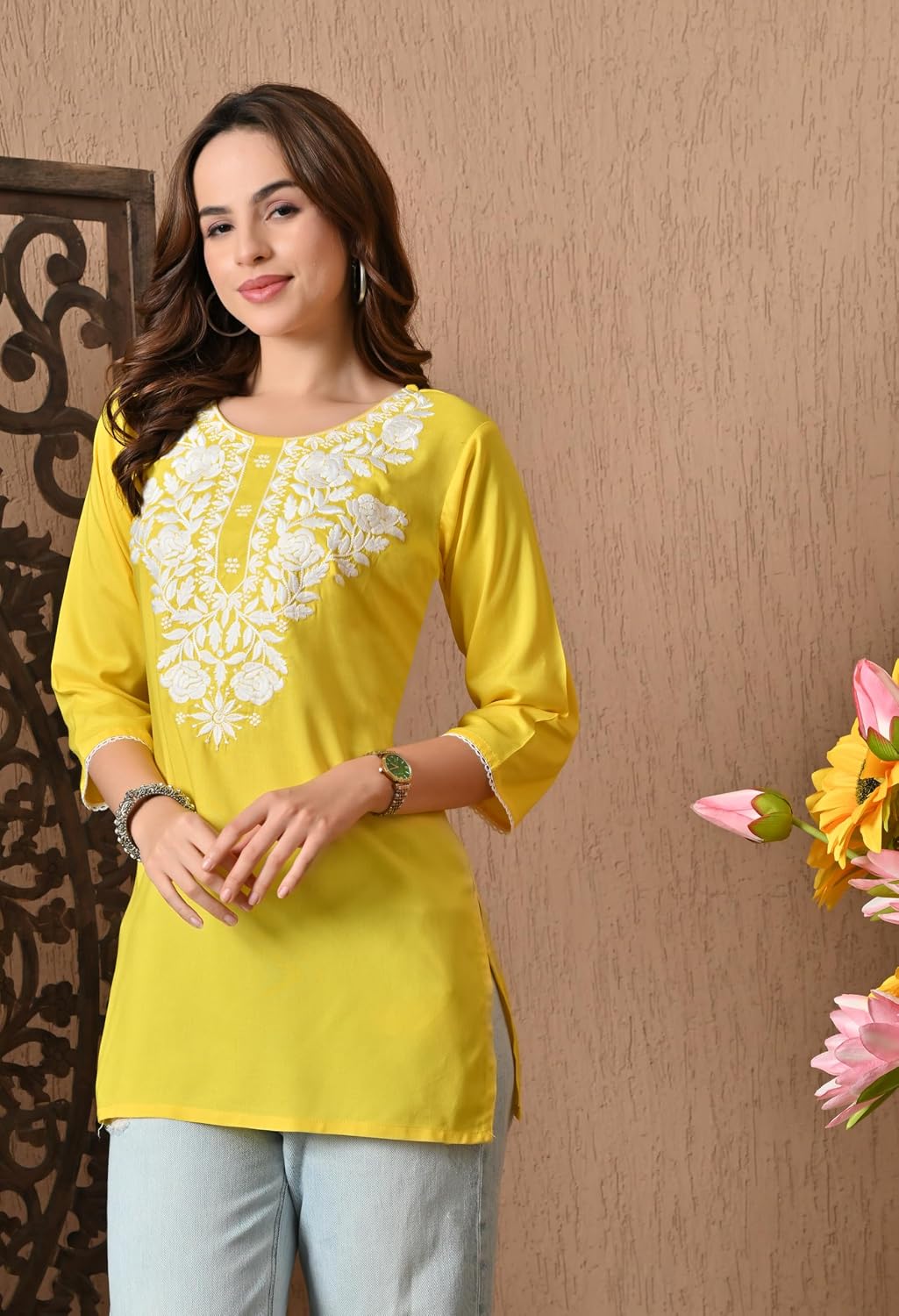 Short Chikankari Kurti Tunic Top