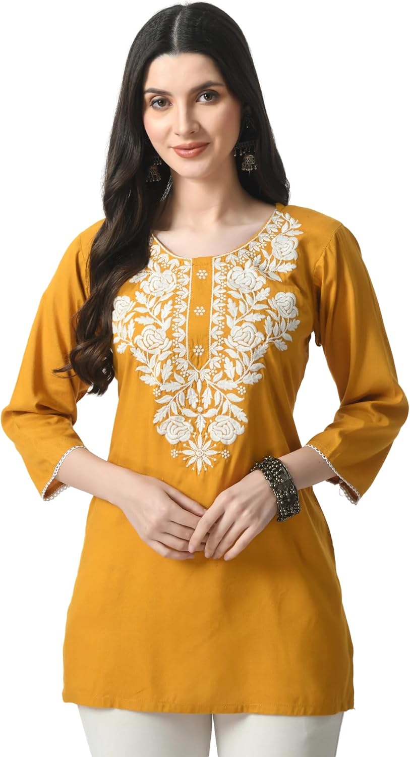 Short Chikankari Kurti Tunic Top
