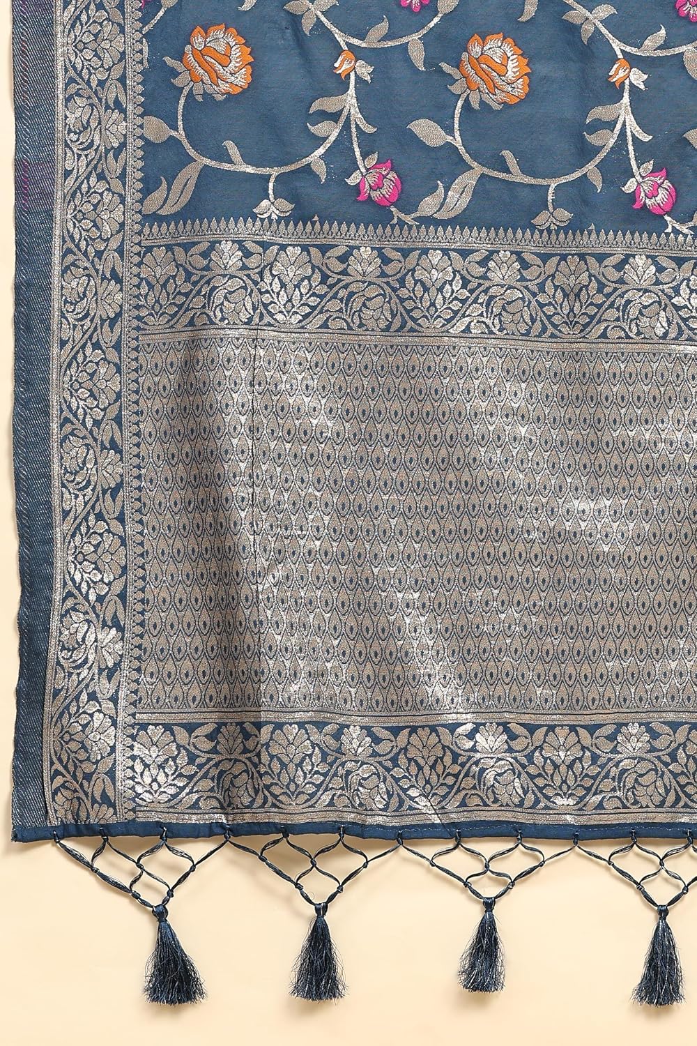 Vichitra Silk Anarkali Suit Set with Jacquard Dupatta